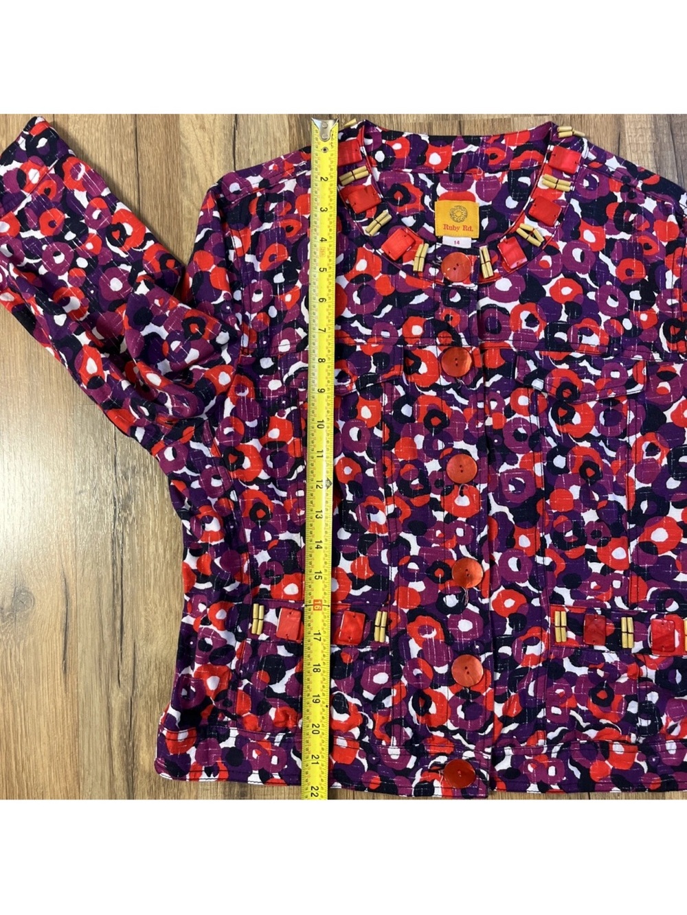 Ruby Rd. Red & Purple Floral Beaded Jacket - Picture 13 of 16
